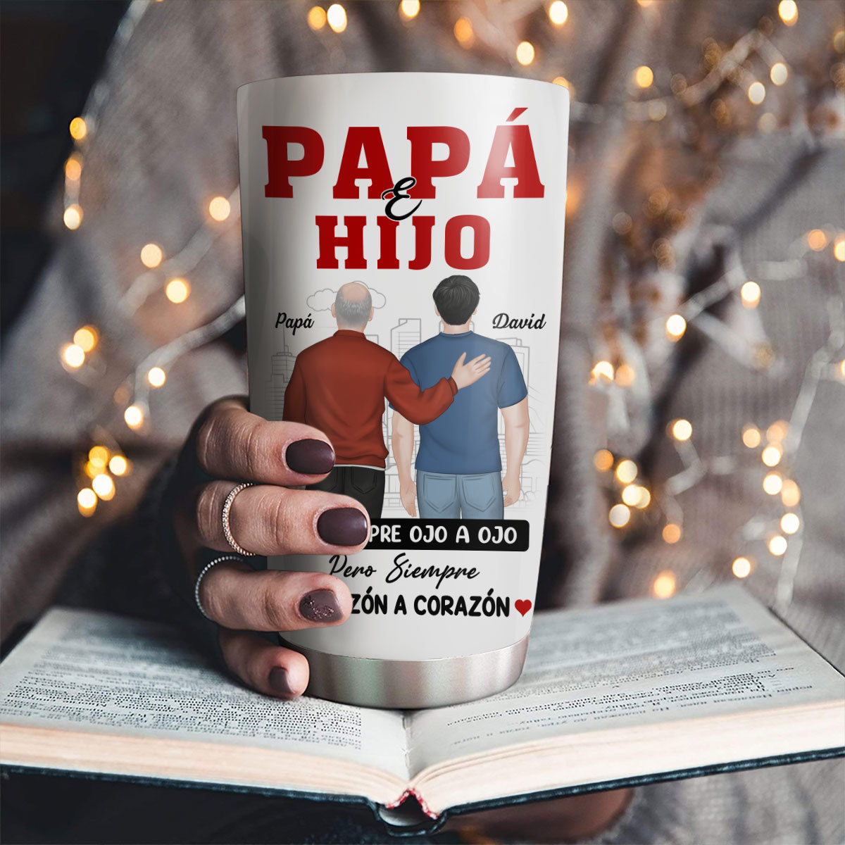 Padre E Hijo Mismo Corazón - Vaso Personalizado
