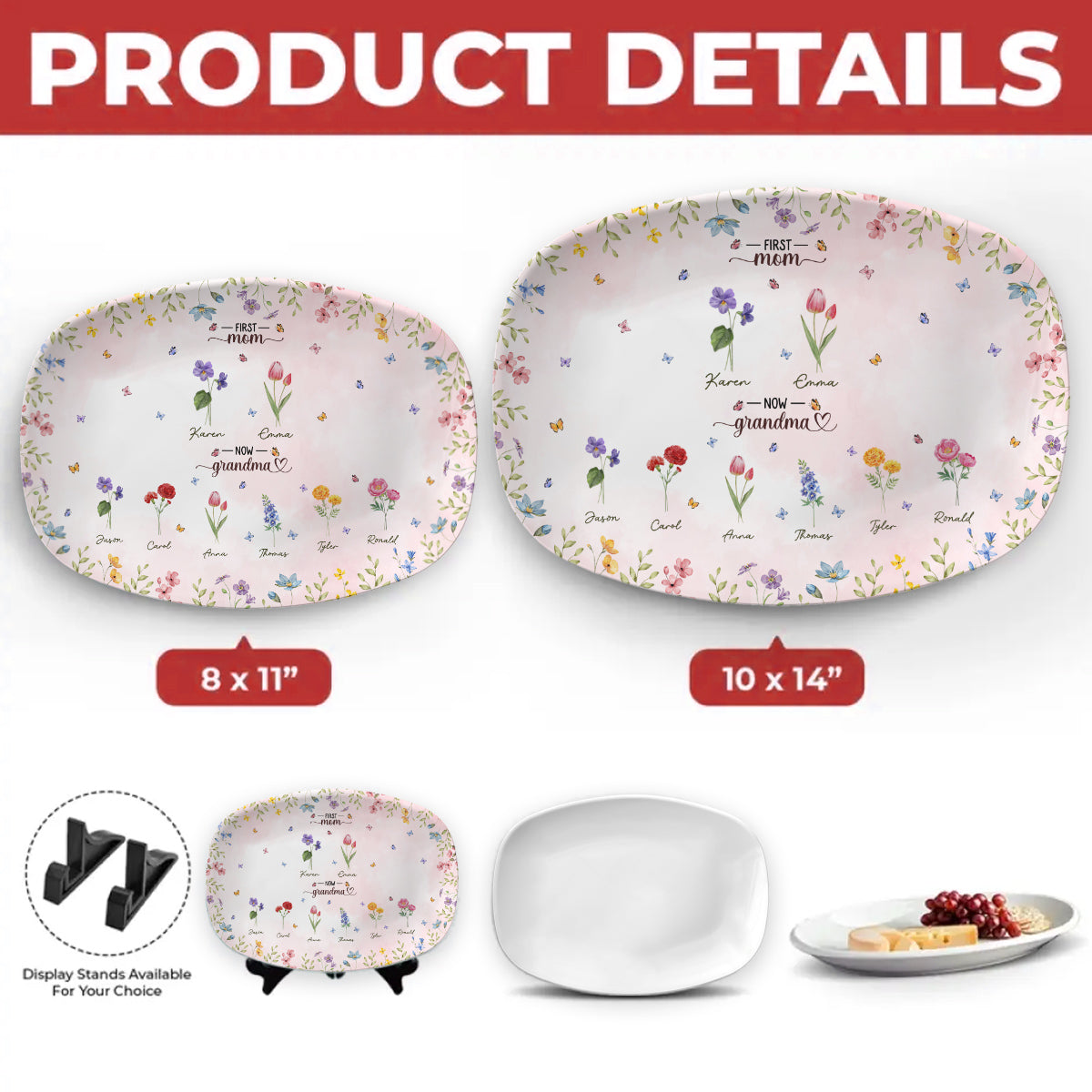 First Mom Now Grandma - Personalized Custom Platter
