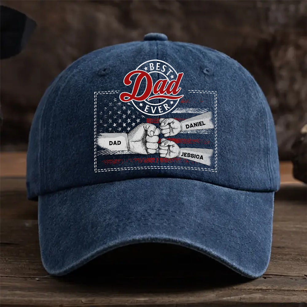 The Strength Of A Dad Is Born From Love - Personalized Custom Vintage Washed Denim Cap