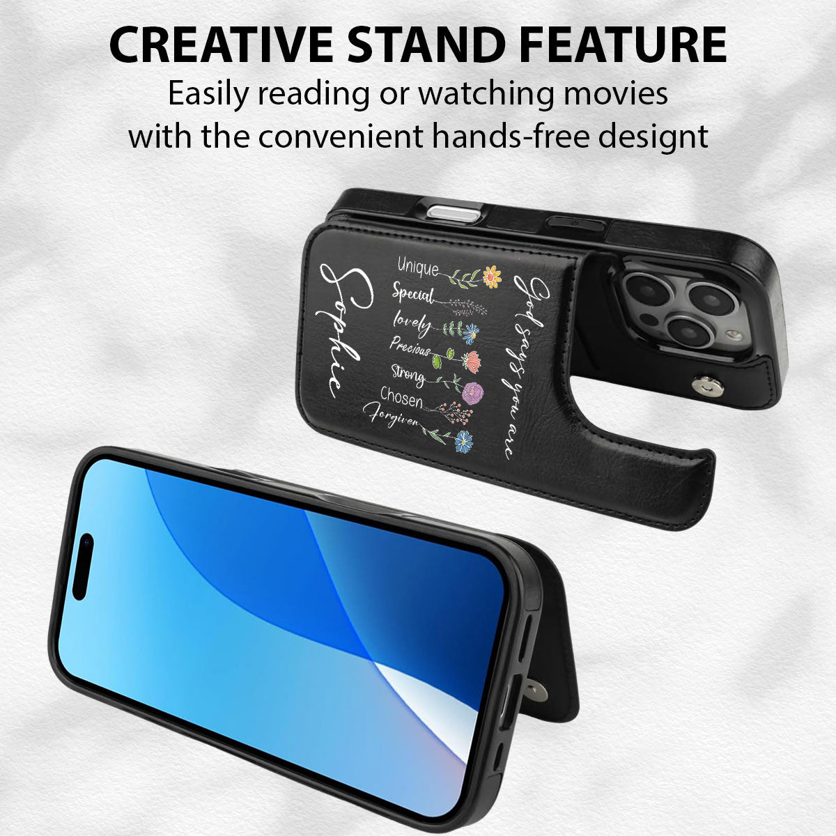 God Says You Are - Personalized Custom Leather Phone Case