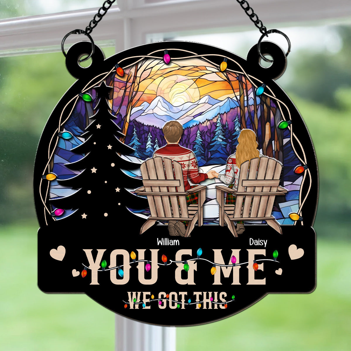You And Me And Merry Christmas - Personalized Custom Suncatcher