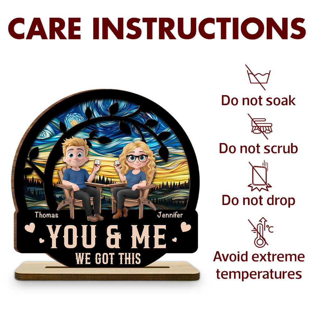 You And Me Got This - Personalized Custom 2-Layer Wood Plaque With Flat Base