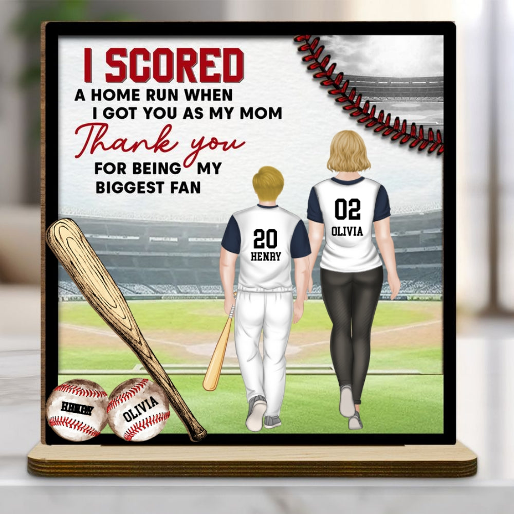 Baseball And Love Go Together - Personalized Custom 2-Layer Wood Plaque With Flat Base