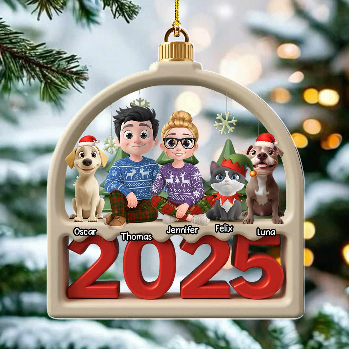 Family Furry And Pet - Personalized Custom Acrylic Ornament