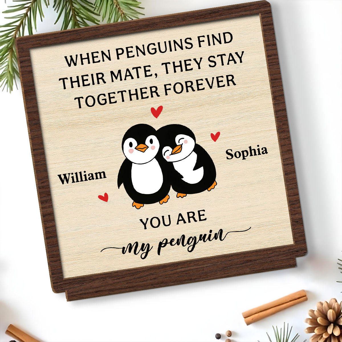 Together Forever - Personalized Custom 2-Layer Wood Plaque With Flat Base