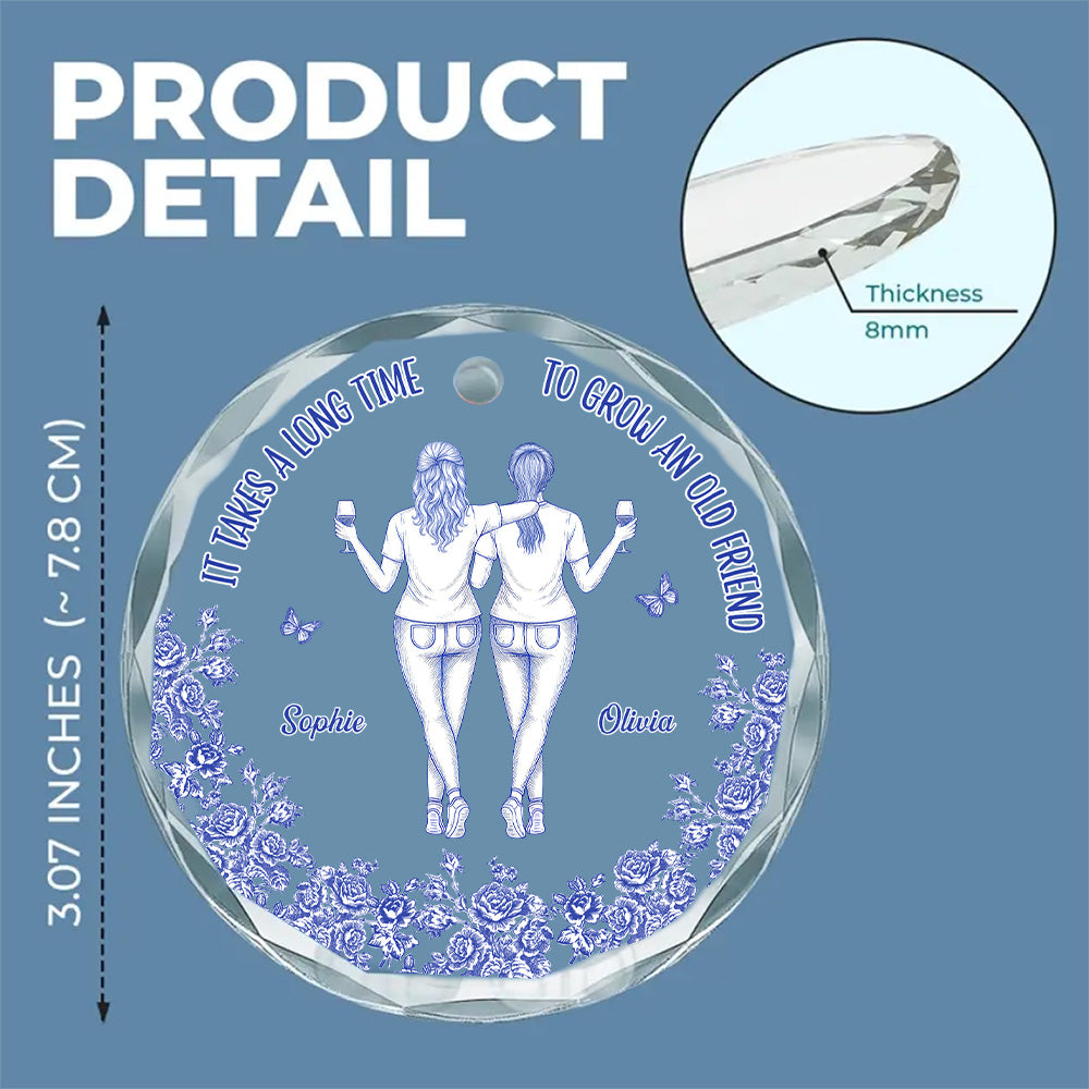 Our Friendship Take Time To Grow  - Personalized Custom Glass Ornament