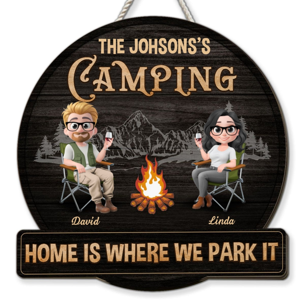 Husband And Wife Go Camping - Personalized Custom Wood Sign