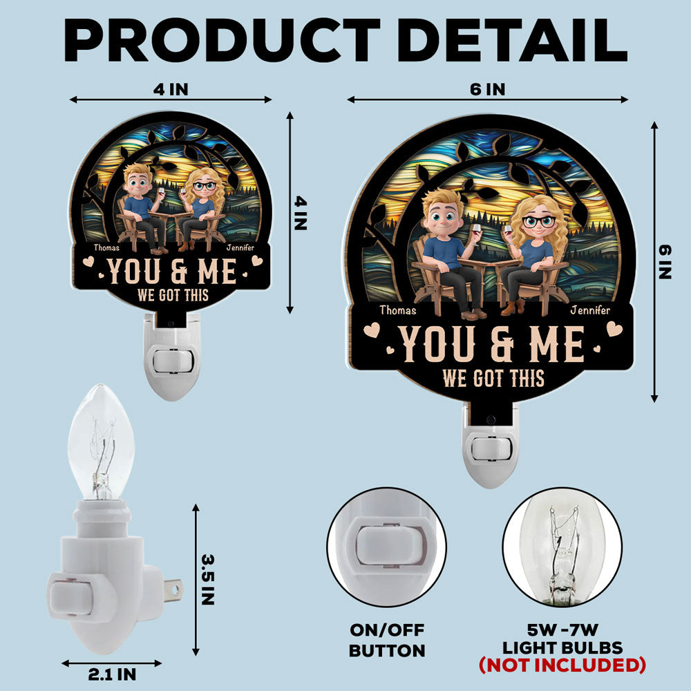 You And Me Got This - Personalized Custom Wood And Acrylic Night Light