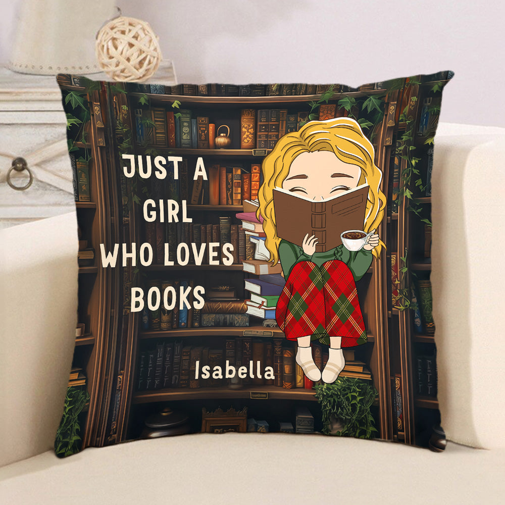 A Girl Obsessed With Books - Personalized Custom Throw Pillow