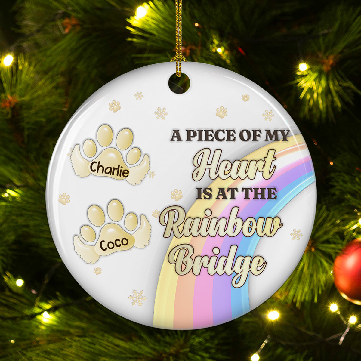 Crossed The Rainbow Bridge - Personalized Custom 3D Inflated Effect Ceramic Ornament