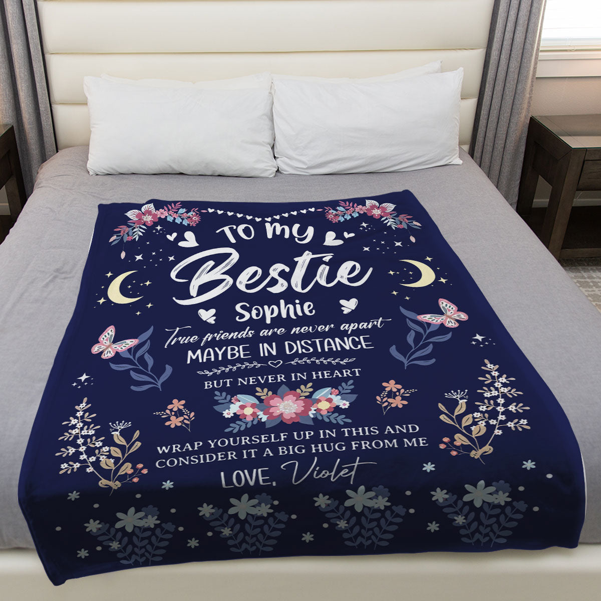 Thinking Of You Far Away - Personalized Custom Fleece Blanket