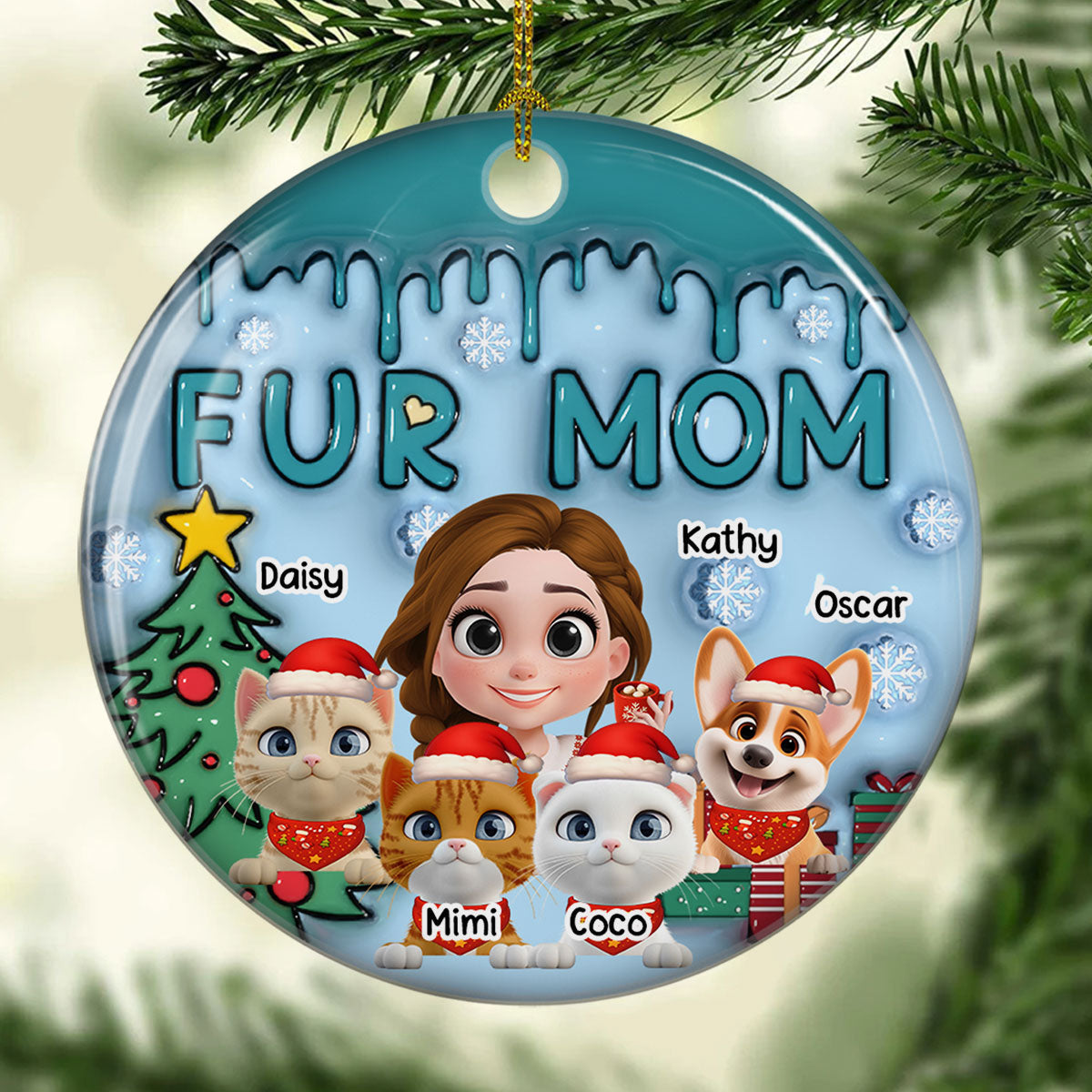 Me And Lovely Pet  - Personalized Custom 3D Inflated Effect Ceramic Ornament