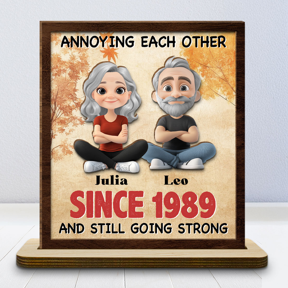 Together Forever - Personalized Custom 2-Layer Wood Plaque With Flat Base