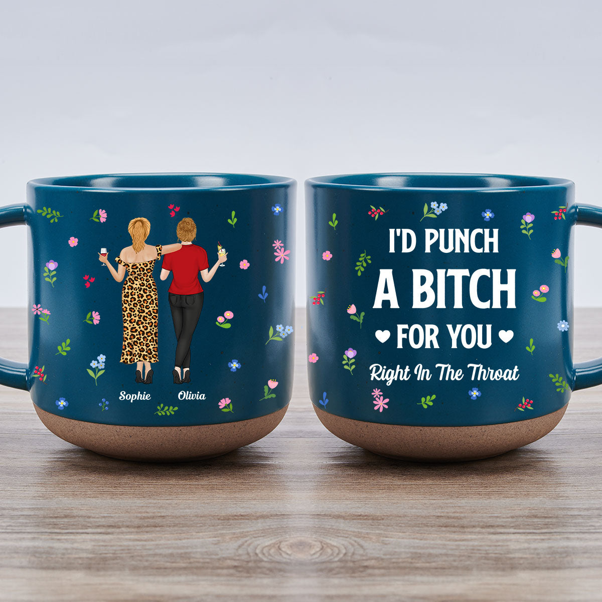 Punch Bitch Besties - Personalized Custom Pottery Mug