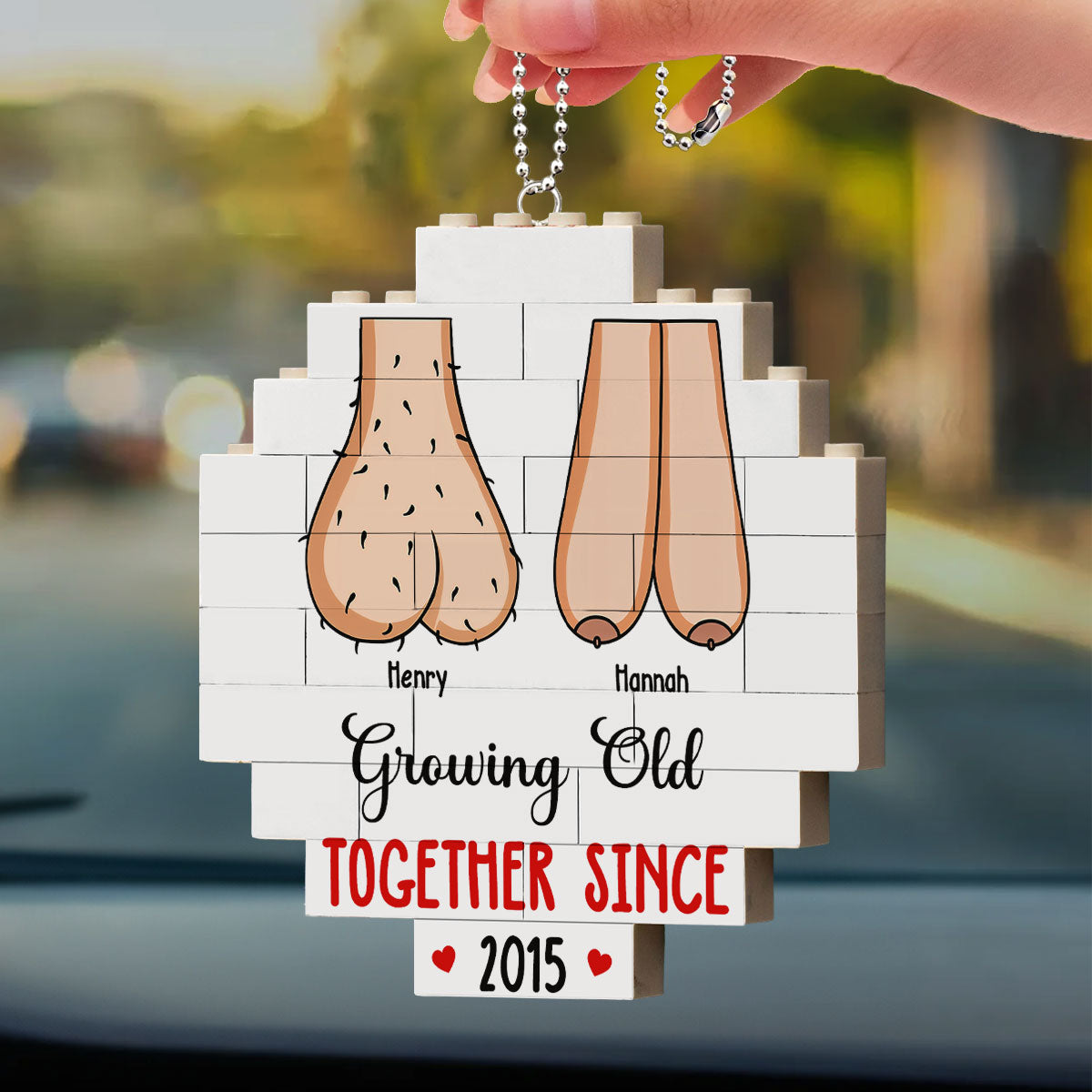 Grow Old With You - Personalized Custom Puzzle Car Ornament