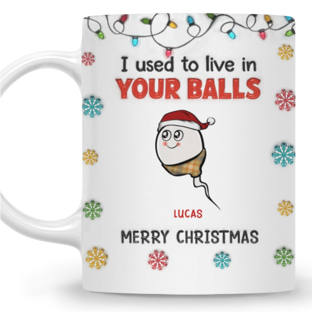 Merry Christmas I Used To Live In Your Balls - Personalized Custom 3D Inflated Effect Mug