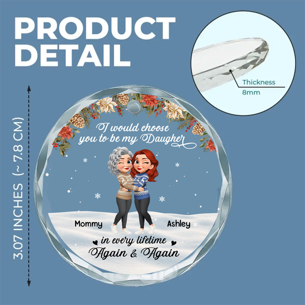 My Daughter My Eternal Gift - Personalized Custom Glass Ornament