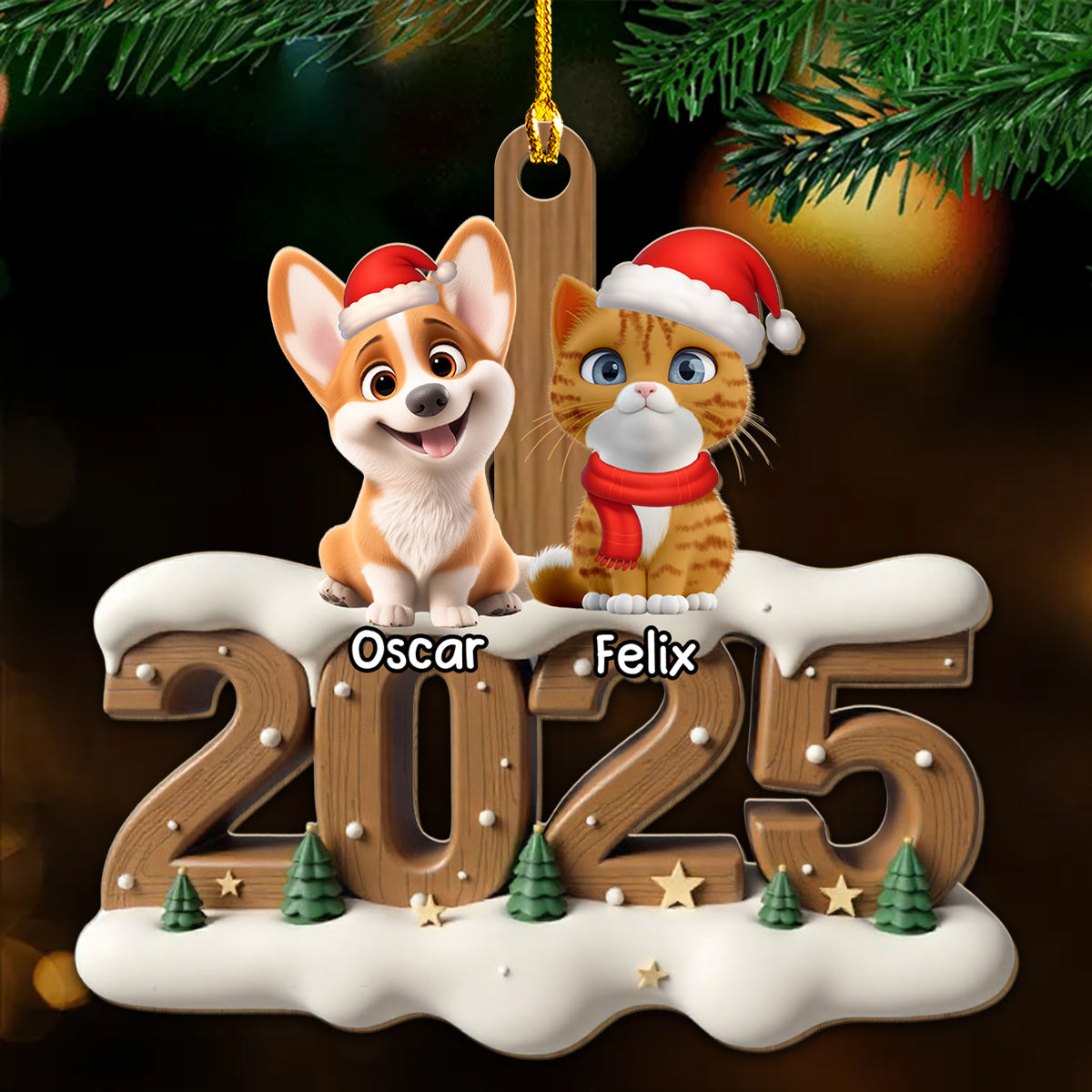 Only Them This Year - Personalized Custom 3D Effect Wood Ornament