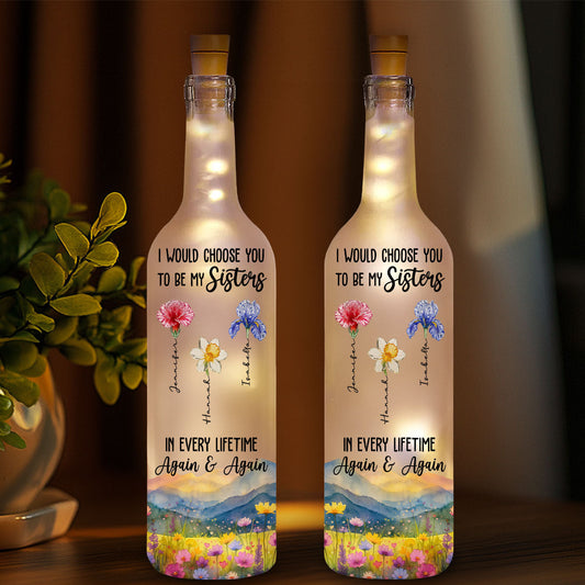 Always Choose You My Sisters - Personalized Custom Bottle Lamp