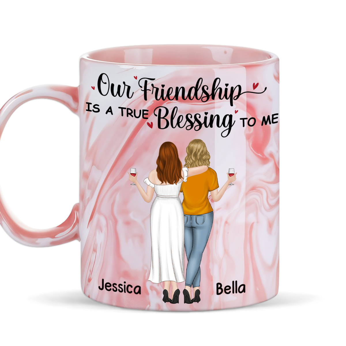 Our Friendship - Personalized Custom Pink Marble Mug
