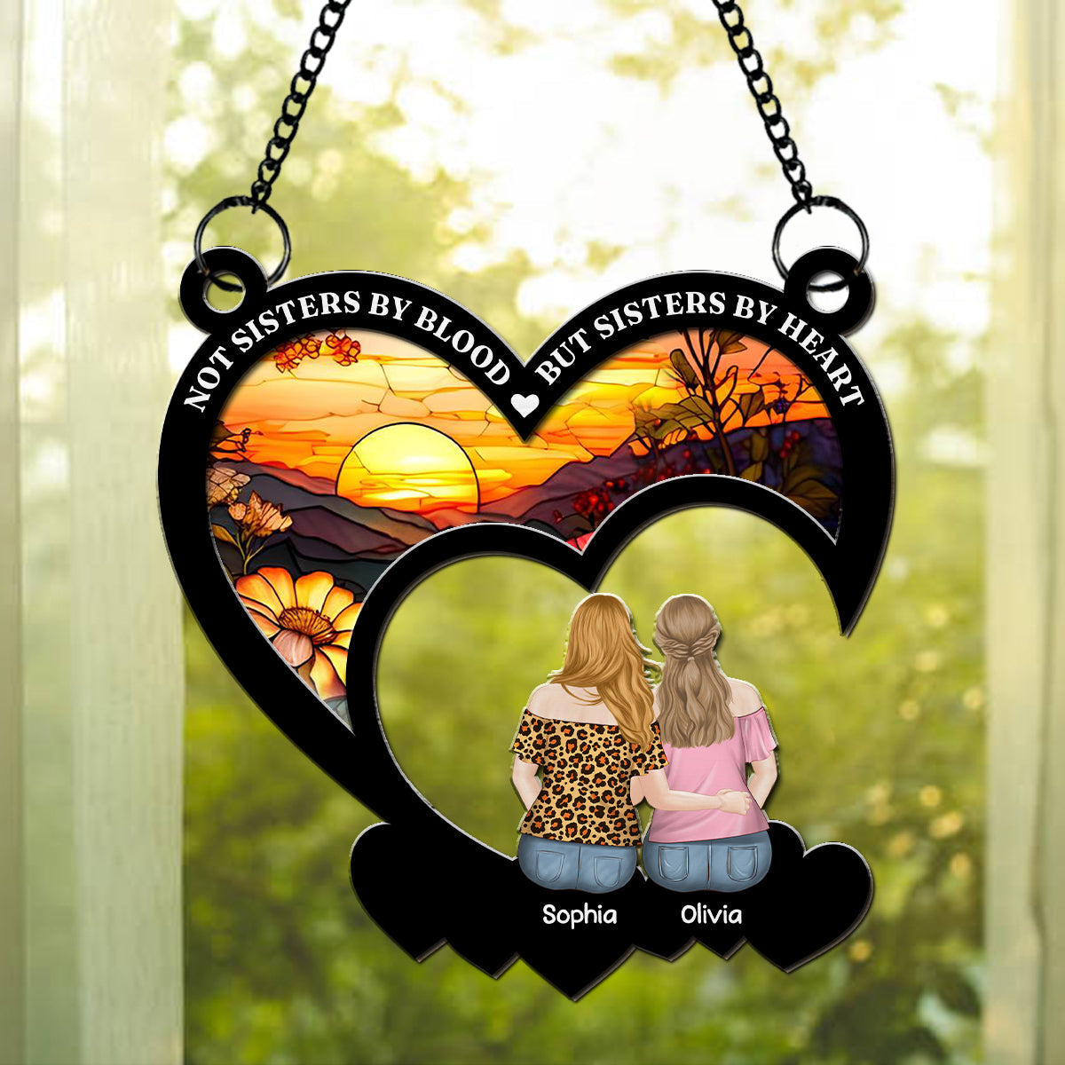 Not Sisters By Blood - Personalized Custom Suncatcher