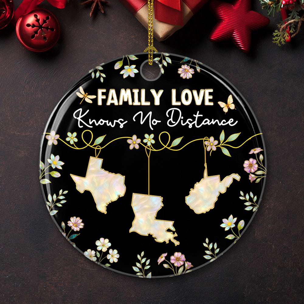 Family Love Knows No Distance Mother Of Pearl 2 - Personalized Custom Ceramic Ornament