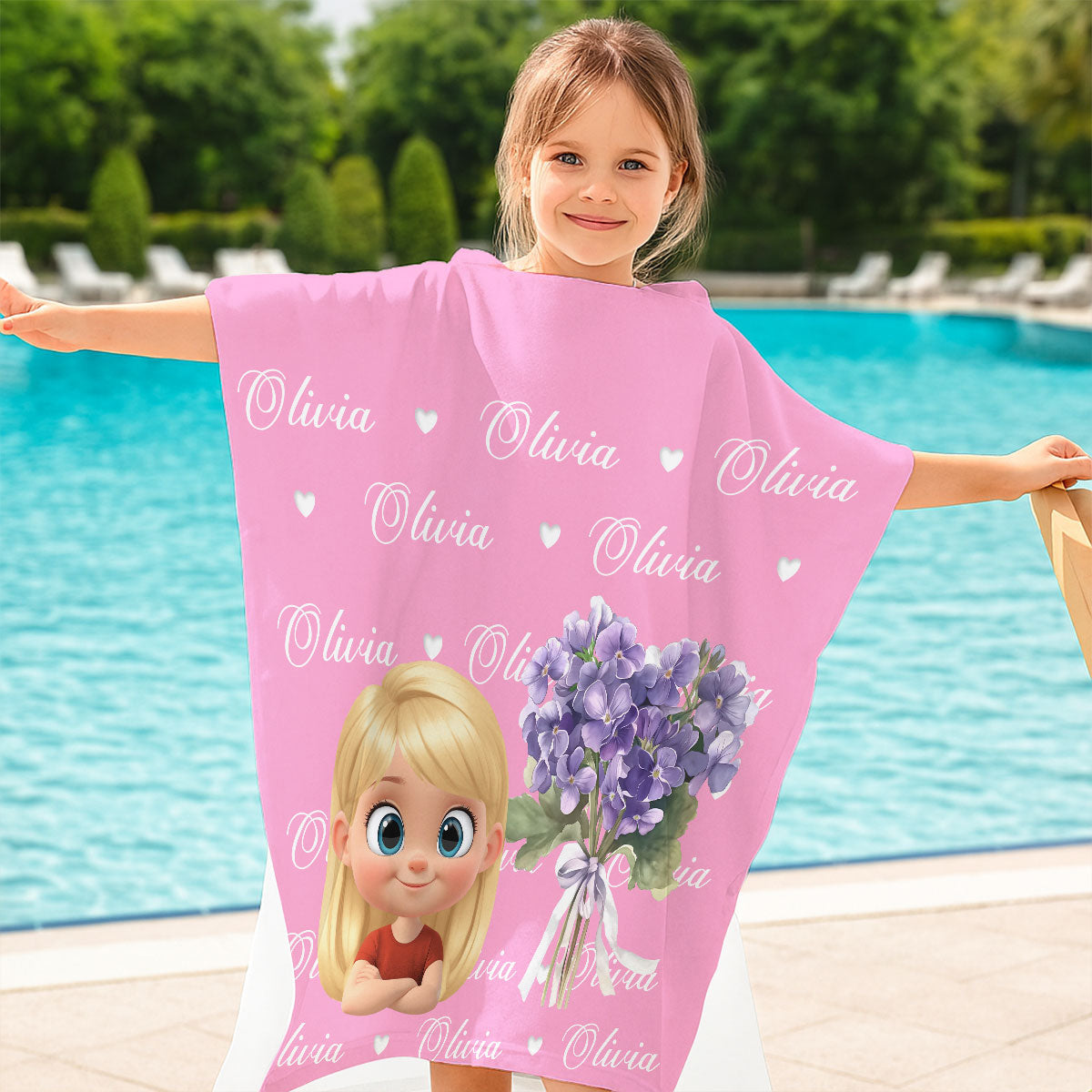 Birthmonth Flower - Personalized Custom Hooded Beach Towel