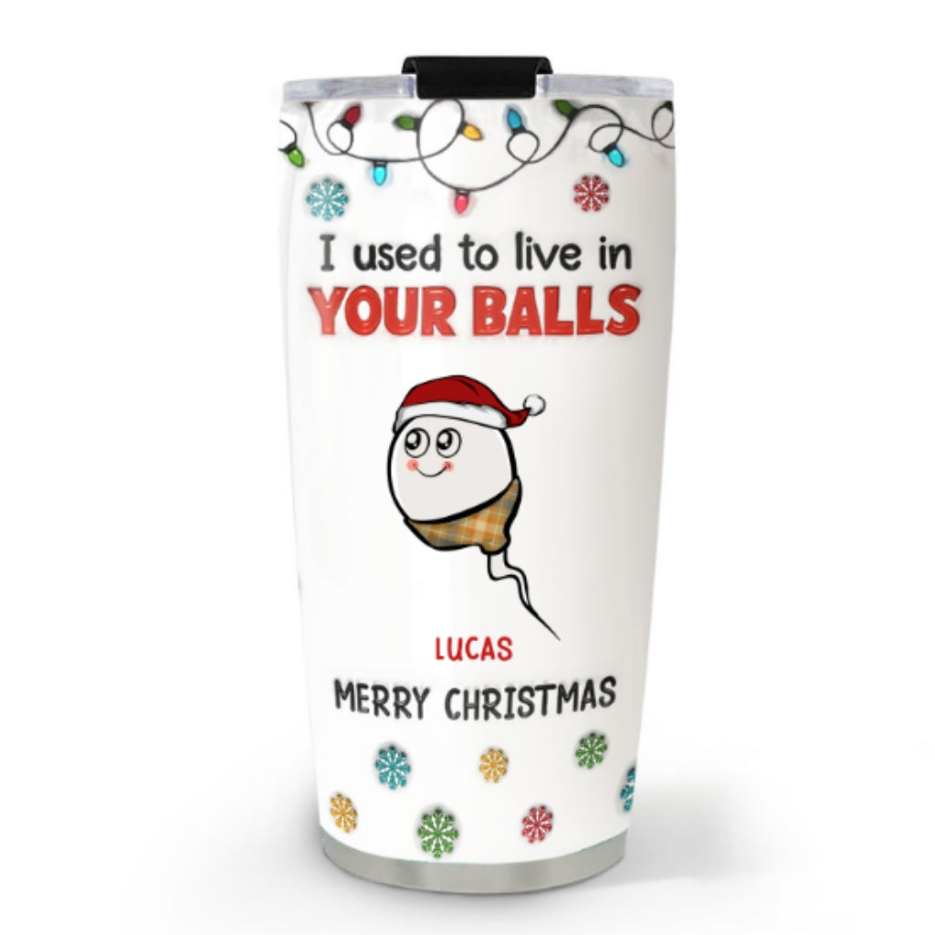 Merry Christmas I Used To Live In Daddy Balls - Personalized Custom 3D Inflated Effect Tumbler