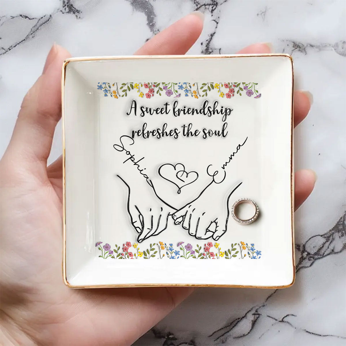 Sweet Friendship - Personalized Custom 3D Inflated Effect Jewelry Dish