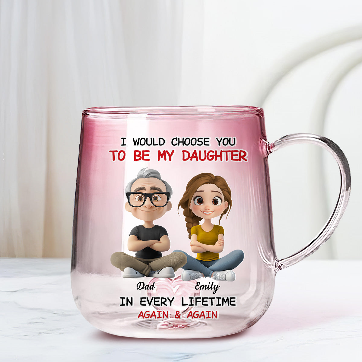 Always Choose You - Personalized Custom Pink Gradient Glass Mug
