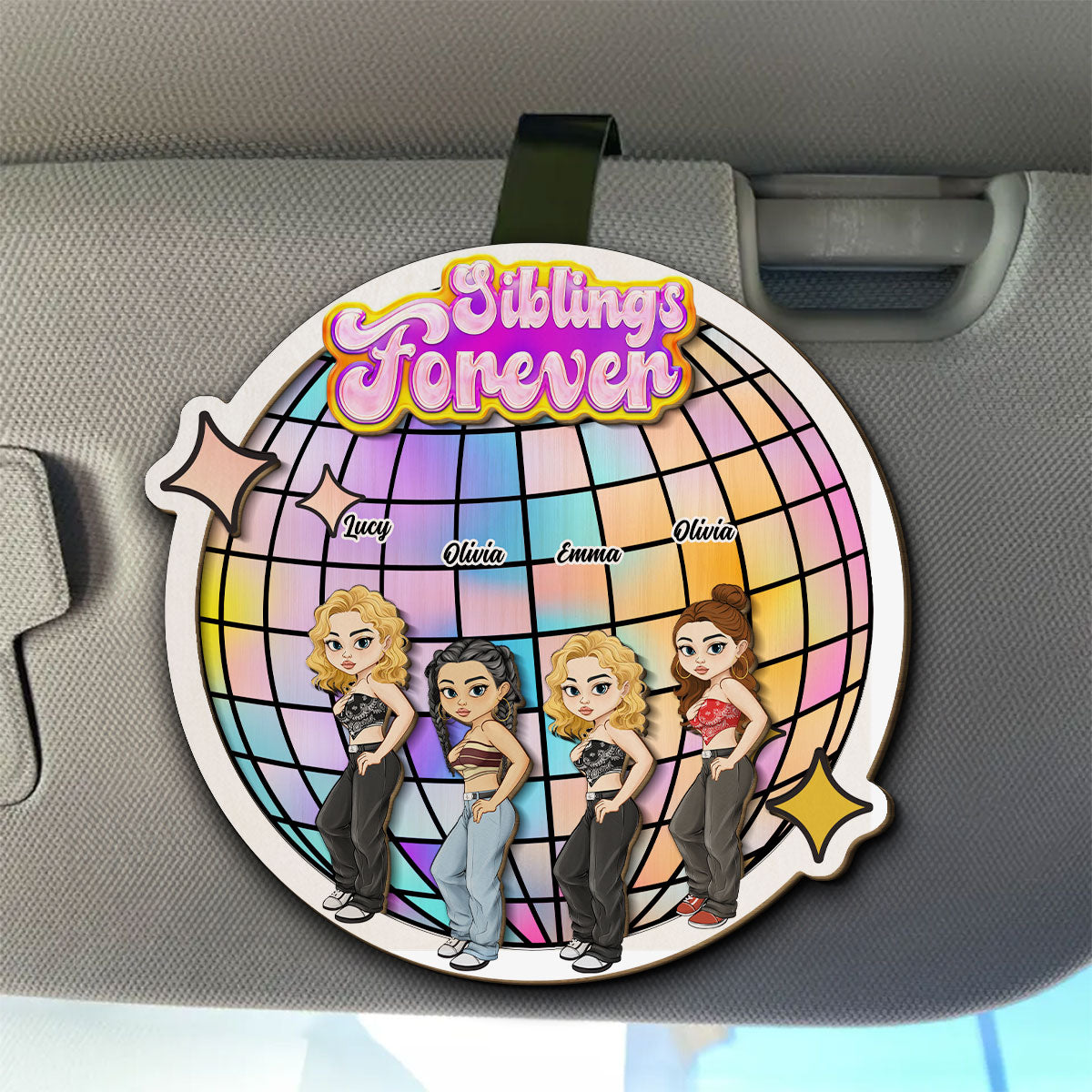 Besties Forever Version 3 - Personalized Custom Car Visor Clip