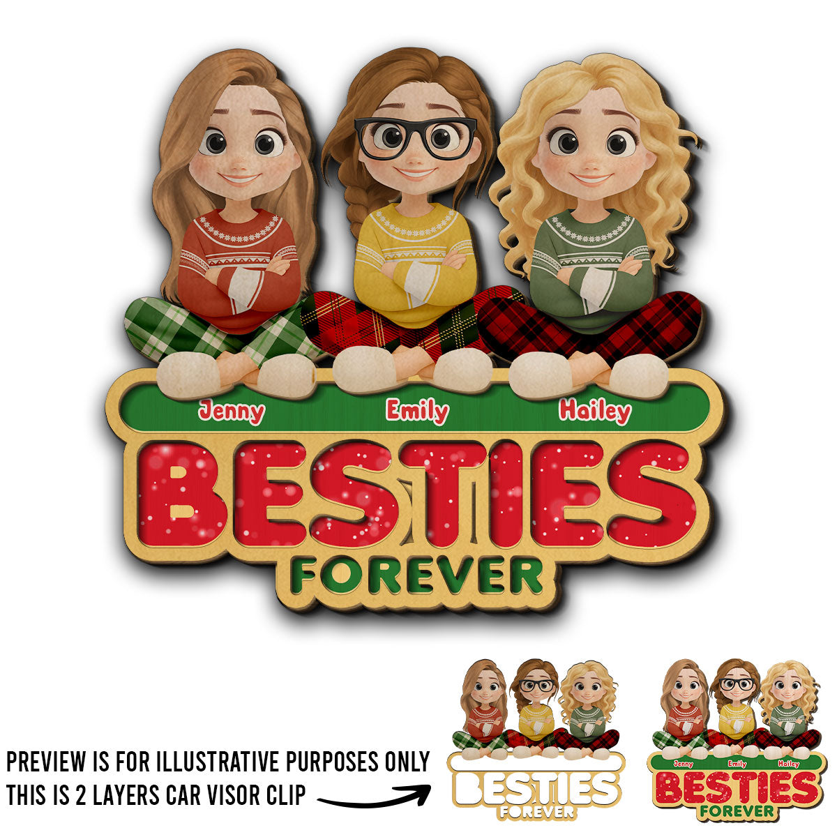 Forever Besties Sisters - Personalized Custom Car Visor Clip