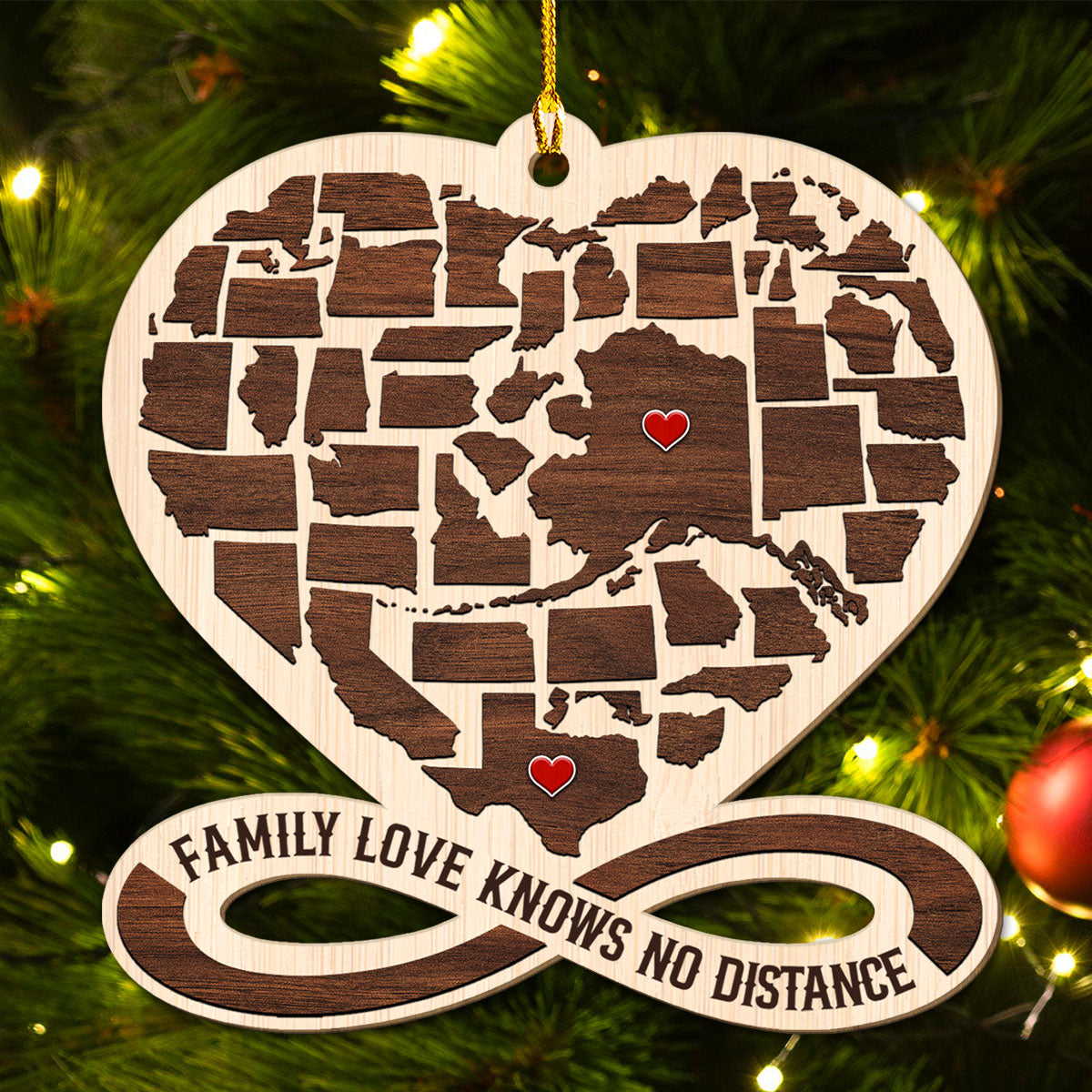 The Heart Knows No Distance - Personalized Custom Wood Ornament