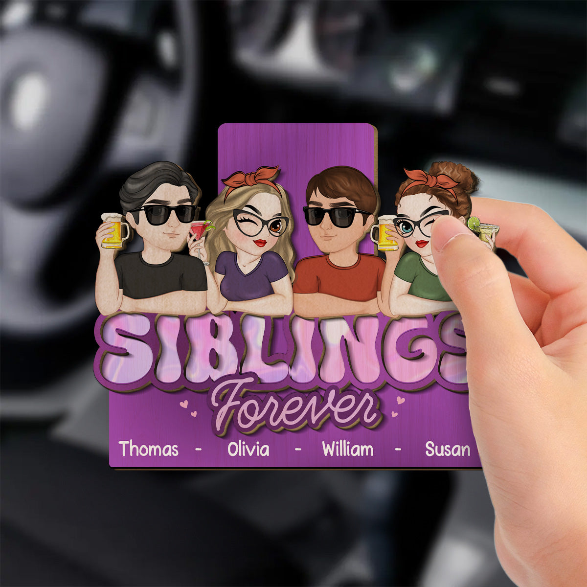 Brother And Sister Forever - Personalized Custom Car Visor Clip