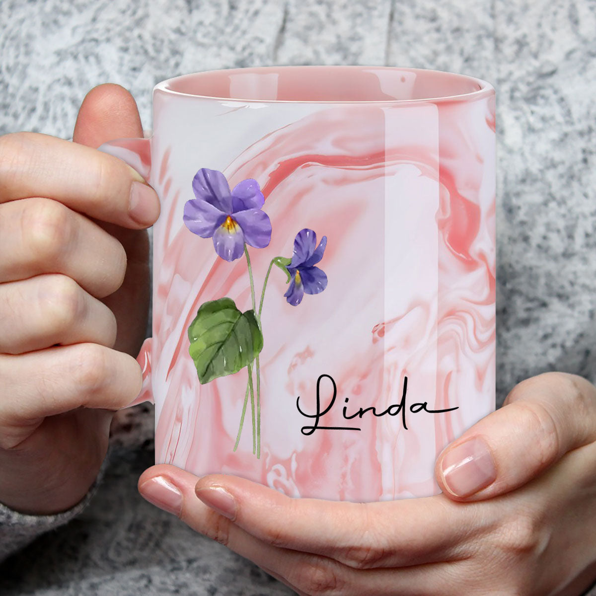 Friends Are Flowers That Never Fade - Personalized Custom Pink Marble Mug