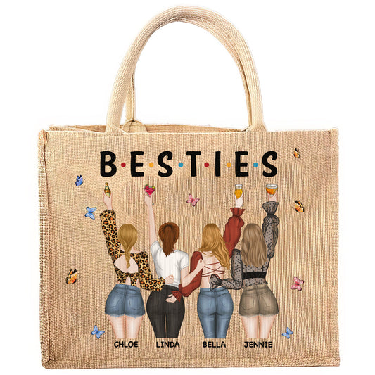 Sisters Together - Personalized Custom Jute Tote Bag