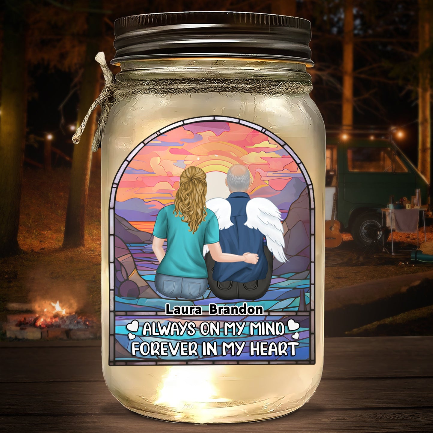 Always On My Mind - Personalized Custom Mason Jar Light