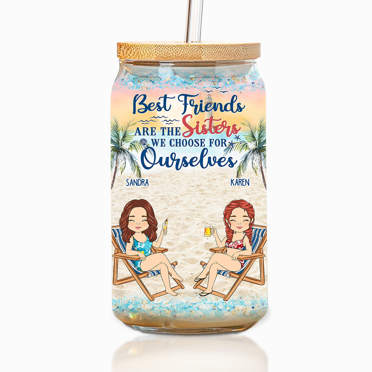 Best Friends Are The Sisters We Choose - Personalized Custom Glass Can