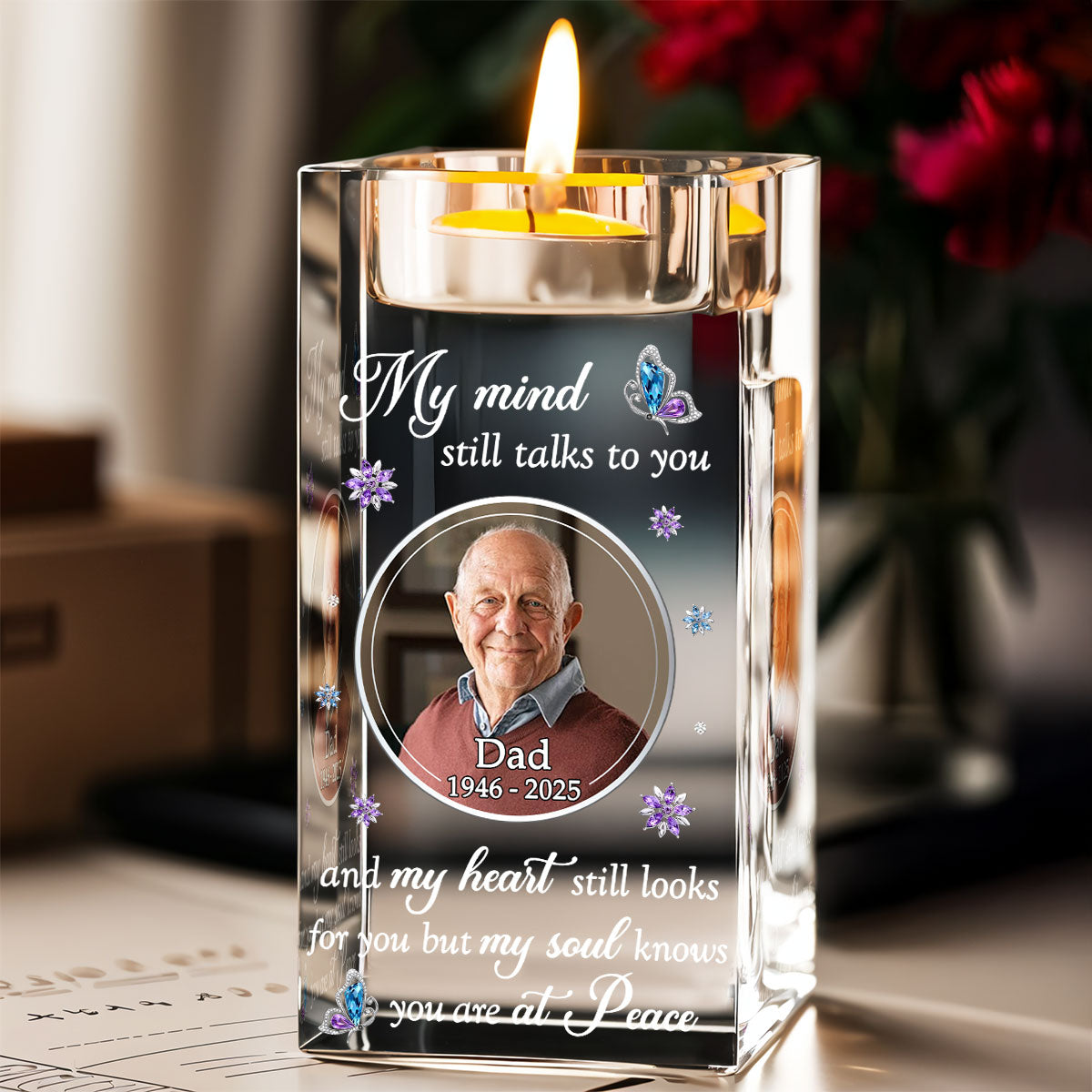 In My Mind - Personalized Custom Crystal Candle Holder