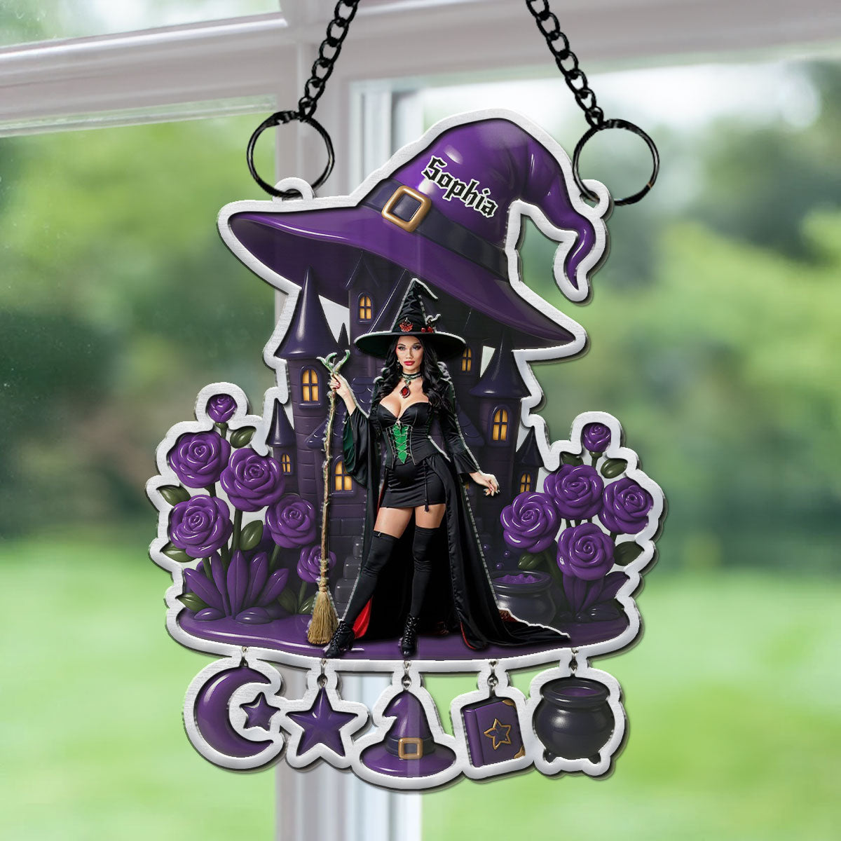 Beautiful Witch - Personalized Custom Suncatcher