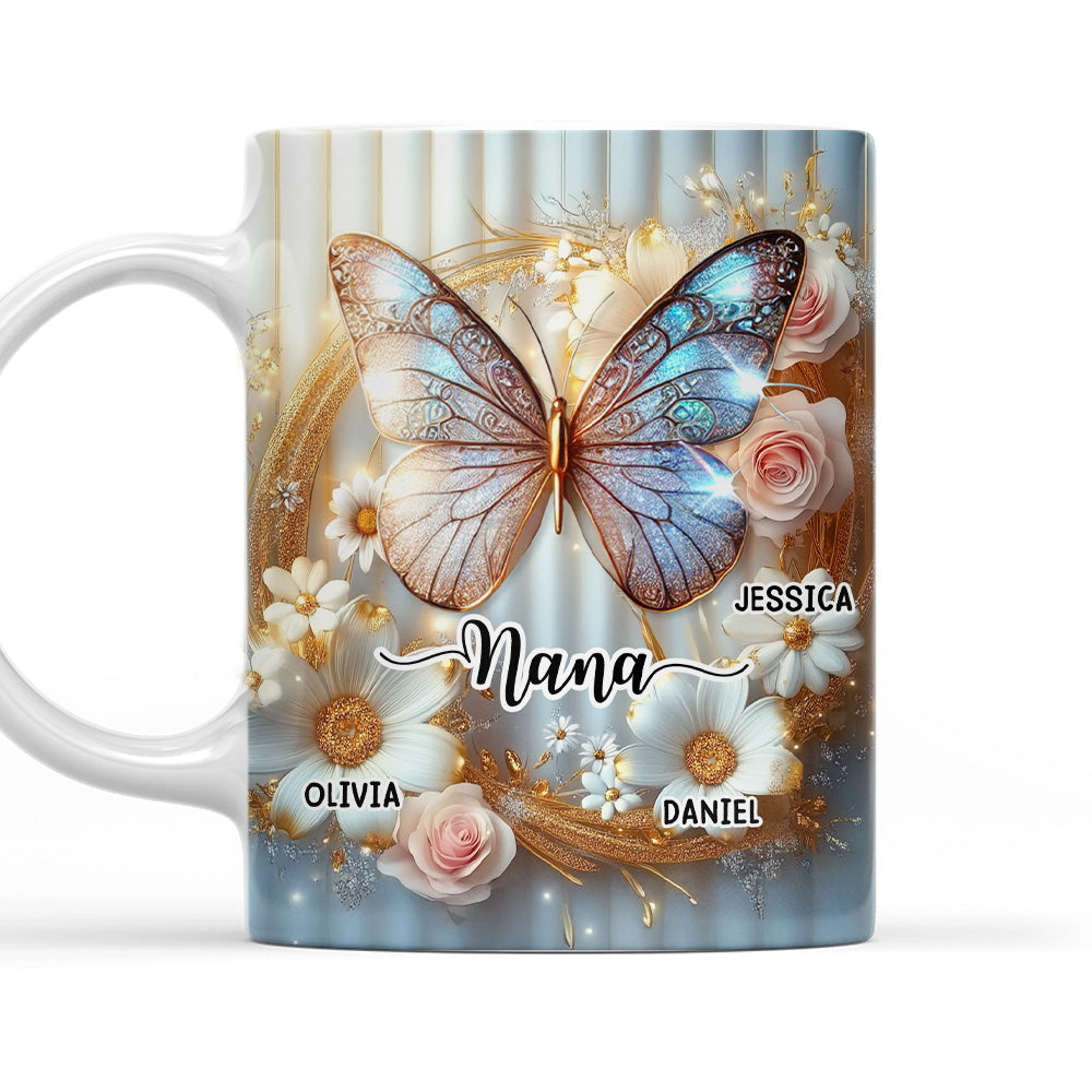 Grandma And Grandkids Beautiful - Personalized Custom 3D Effect Coffee Mug