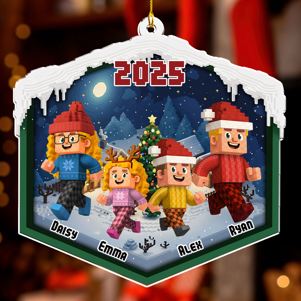 Christmas As A Family - Personalized Custom 3D Effect Acrylic Ornament