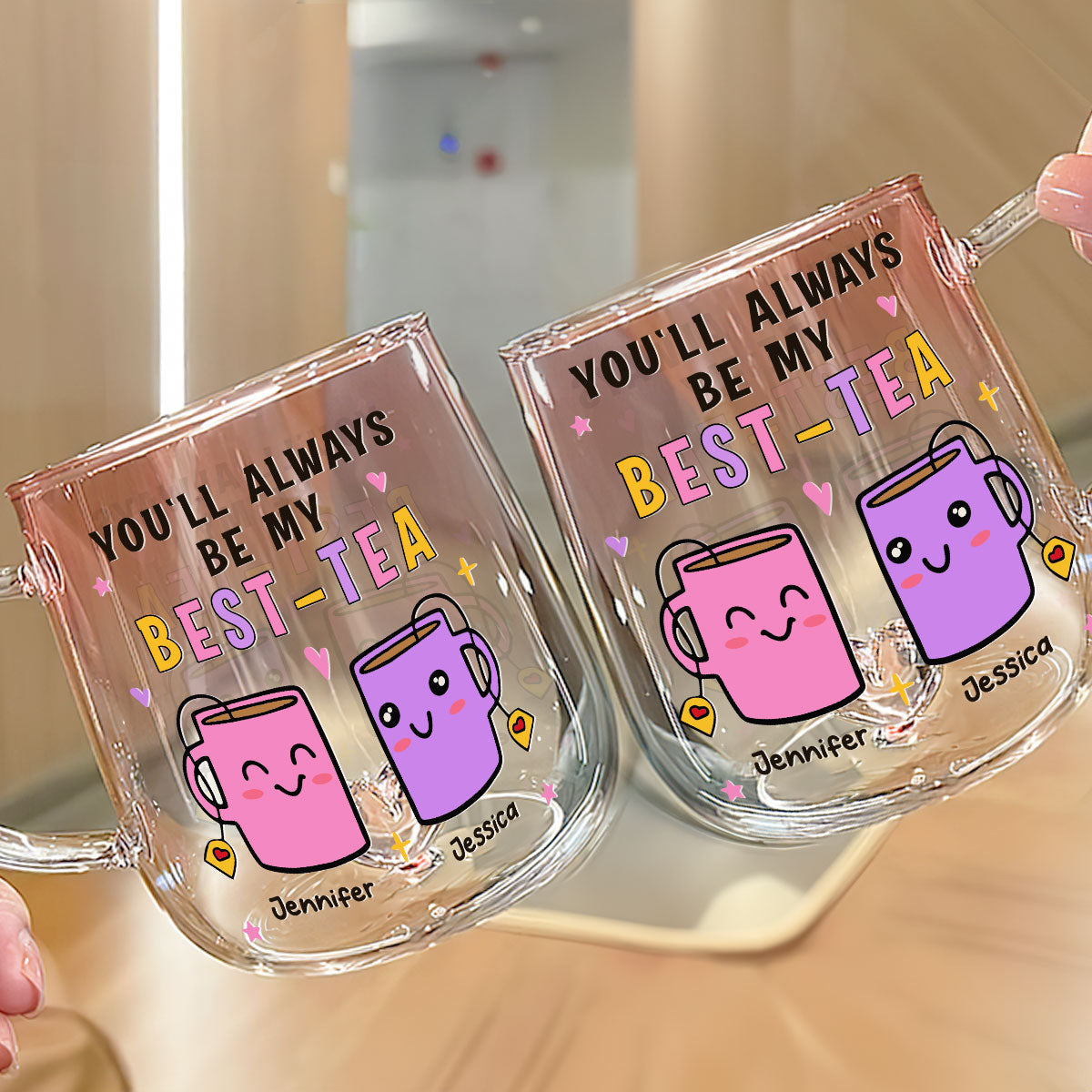 You Will Always Be My Best Tea - Personalized Custom Pink Gradient Glass Mug