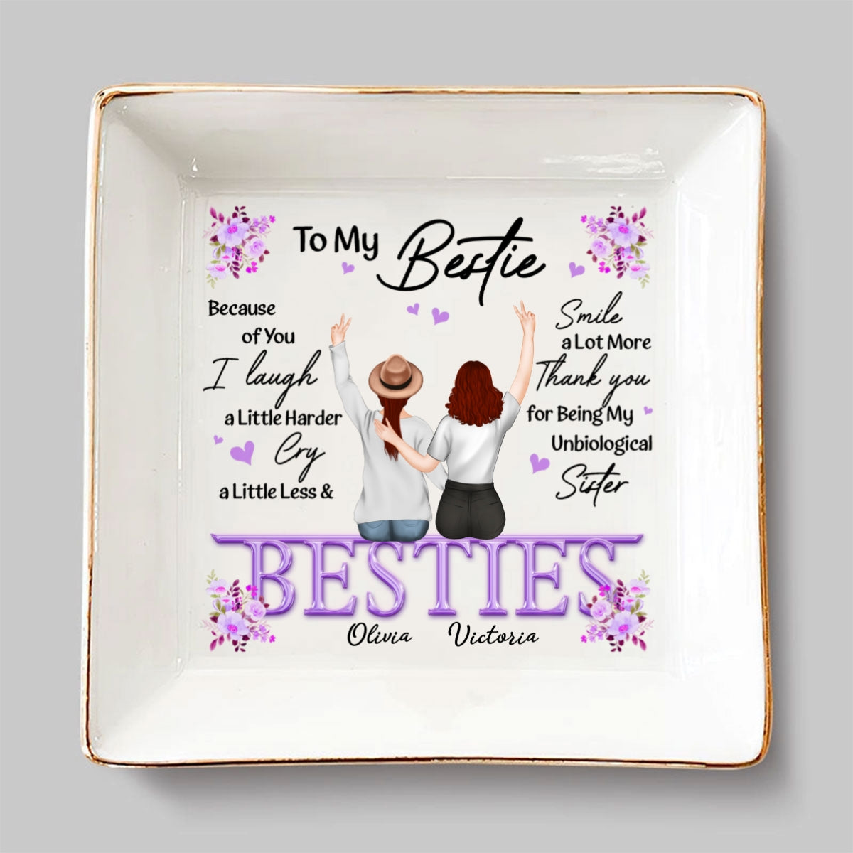 Thank You I Laugh More Cry Less - Personalized Custom Jewelry Dish