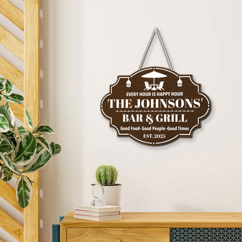 Happy Hour - Personalized Custom Wood Sign