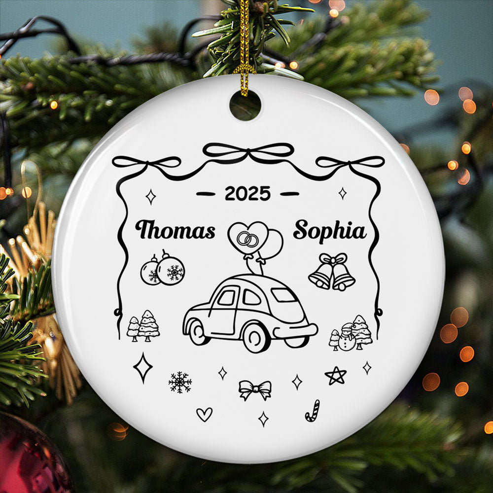 First Christmas Married - Personalized Custom Ceramic Ornament