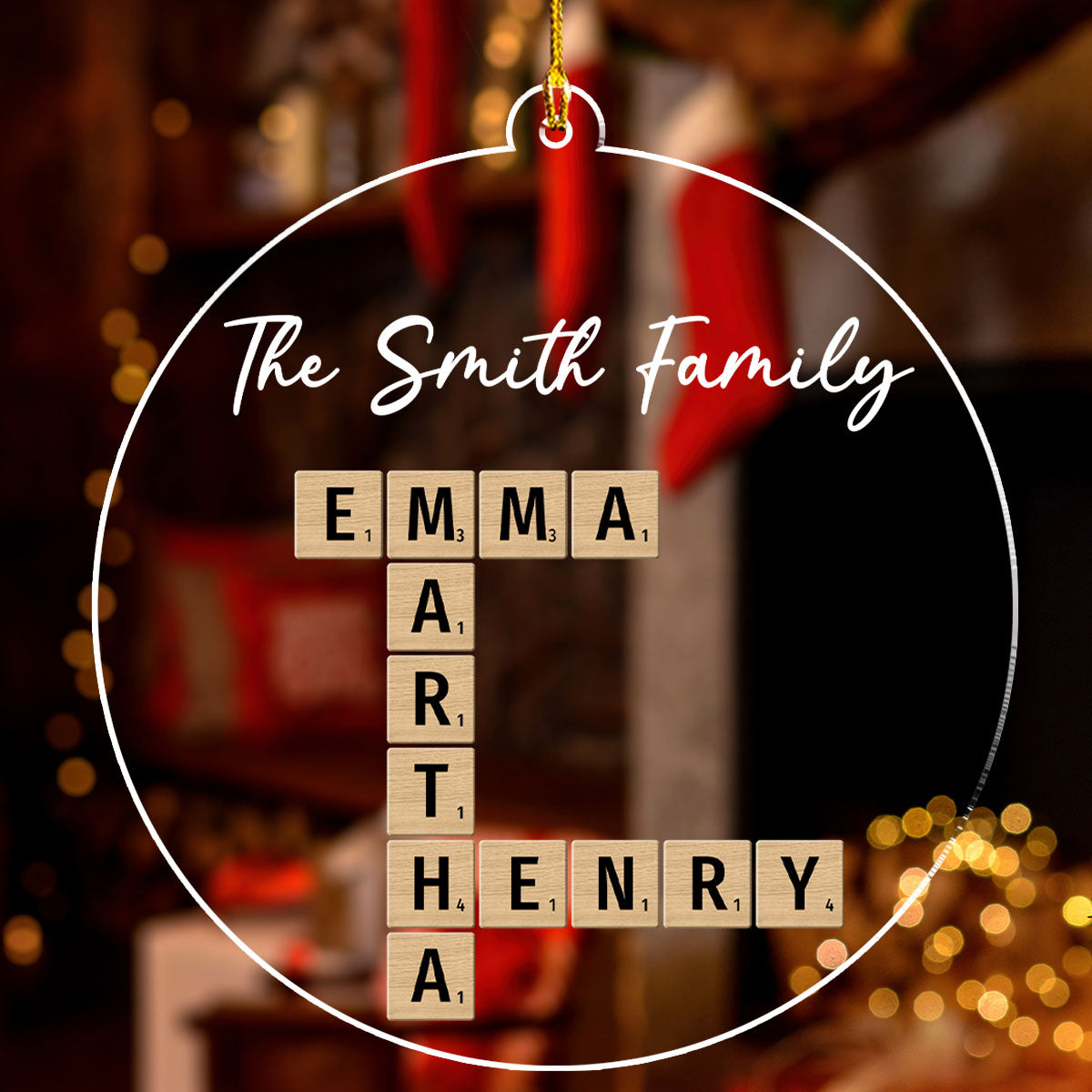 Family Crossword Art - Personalized Custom Acrylic Ornament