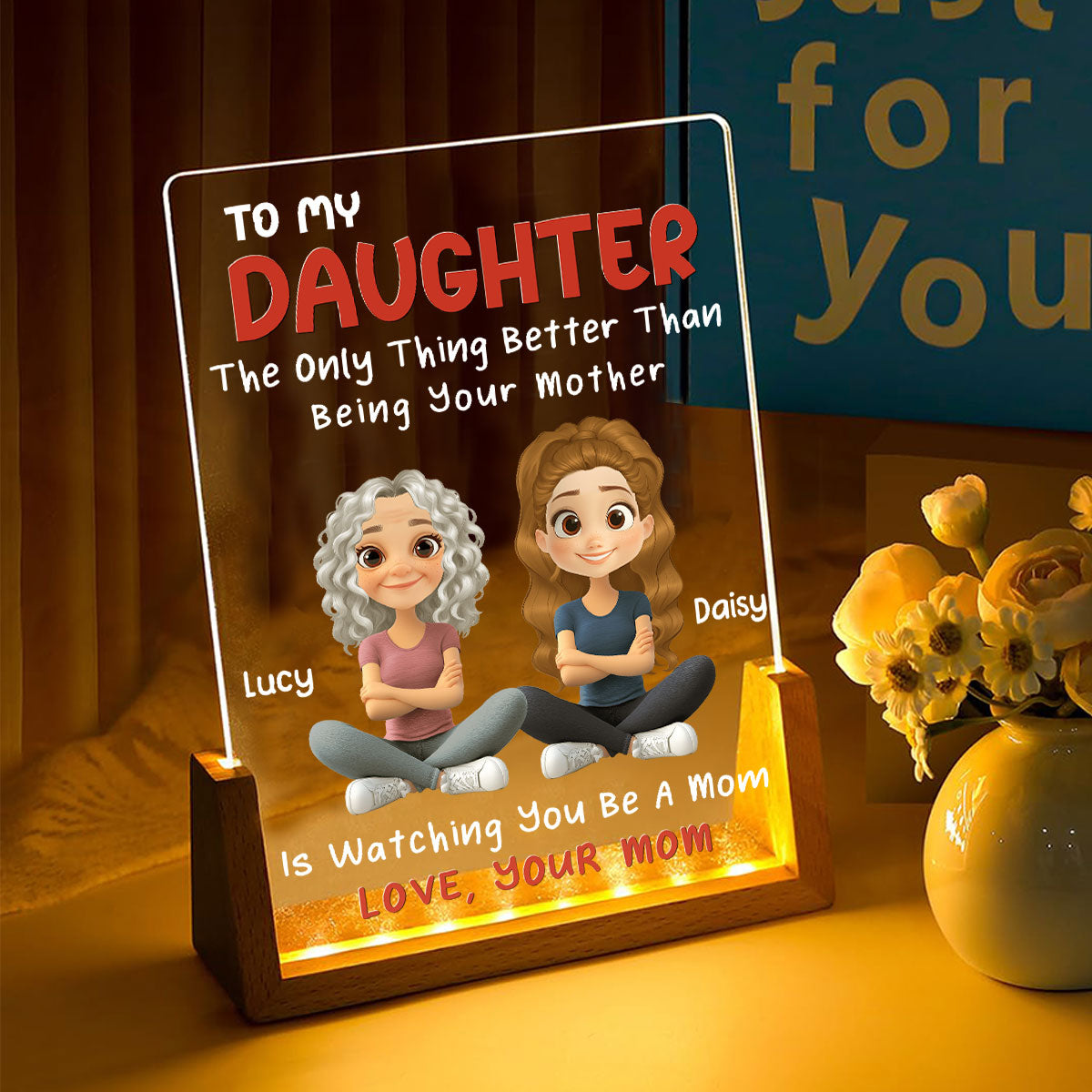 To My Daughter - Personalized Custom Plaque With Walnut Base