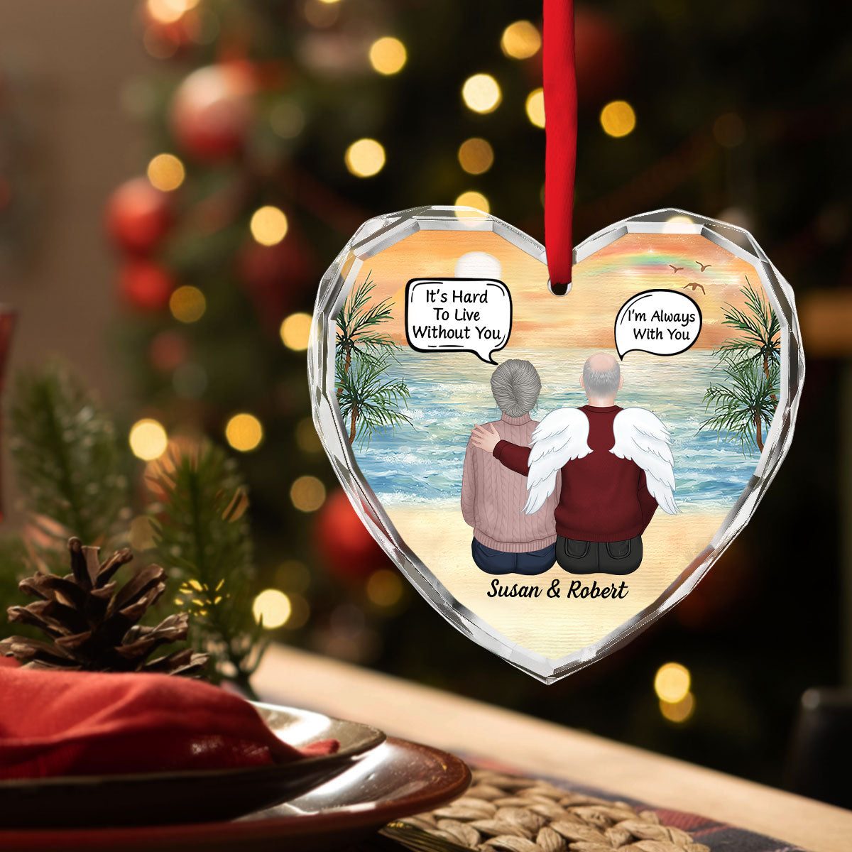 Always In My Heart - Personalized Custom Glass Ornament