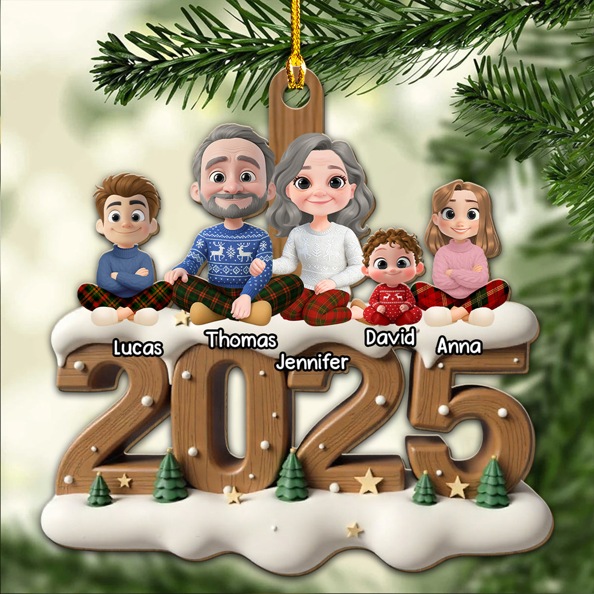 Our Family Now Onwards - Personalized Custom 3D Effect Wood Ornament